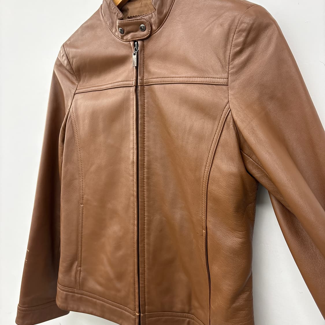 브라운 여성 양가죽 자켓 라이더 스타일 S 상품이미지4