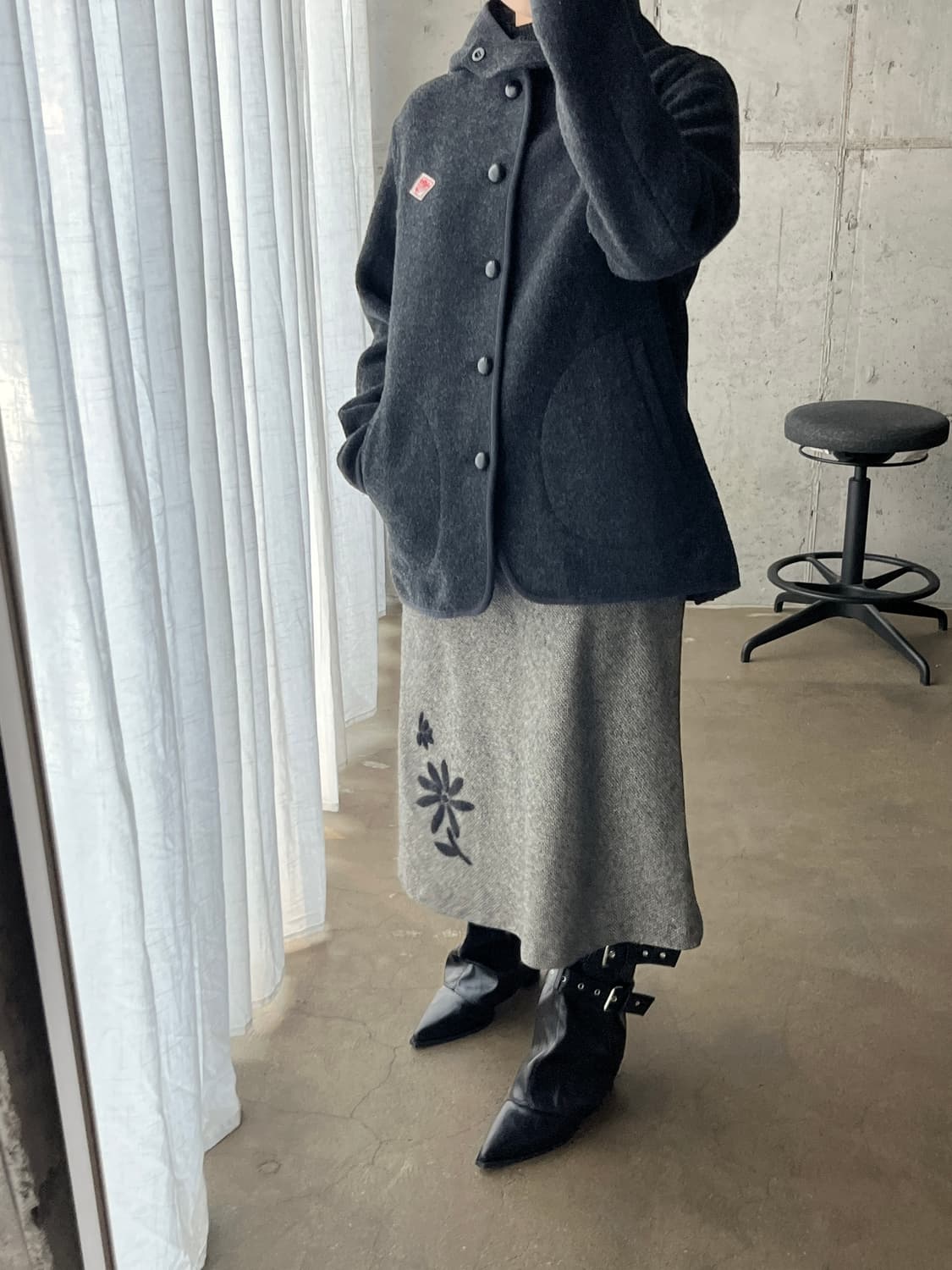 울 트위드 플로럴 스커트 그레이 상품이미지6