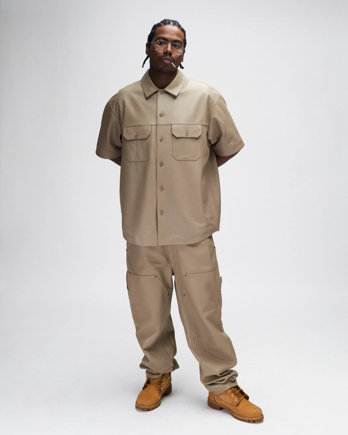 슈프림 더블 니 레더 카펜터 팬츠 블랙 23fw 상품이미지1