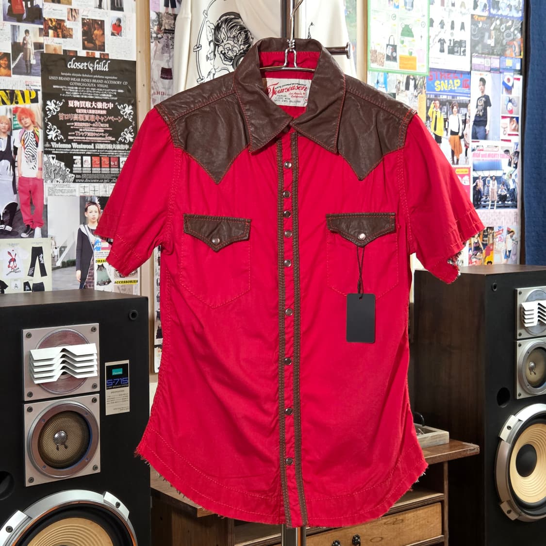 JPN 돈피 레드 웨스턴 반팔 셔츠 상품이미지1