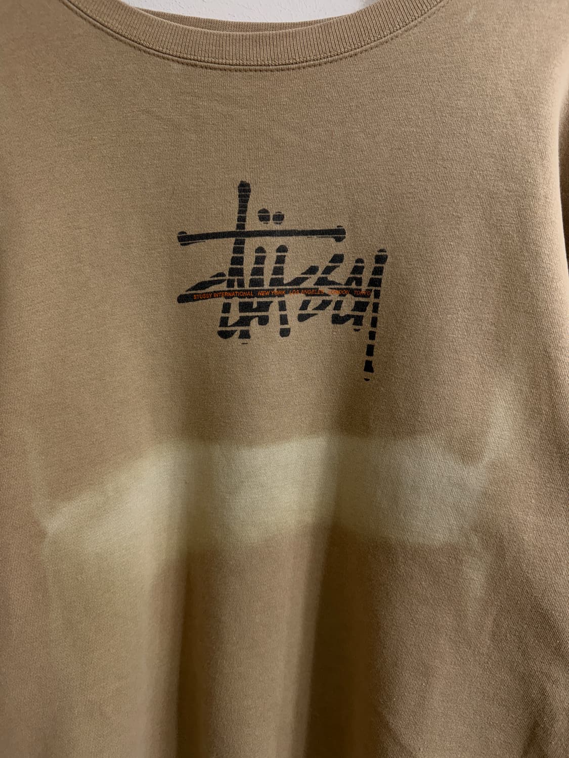 스투시 베이지 소매 프린팅 크루넥 맨투맨 스웻셔츠 상품이미지5