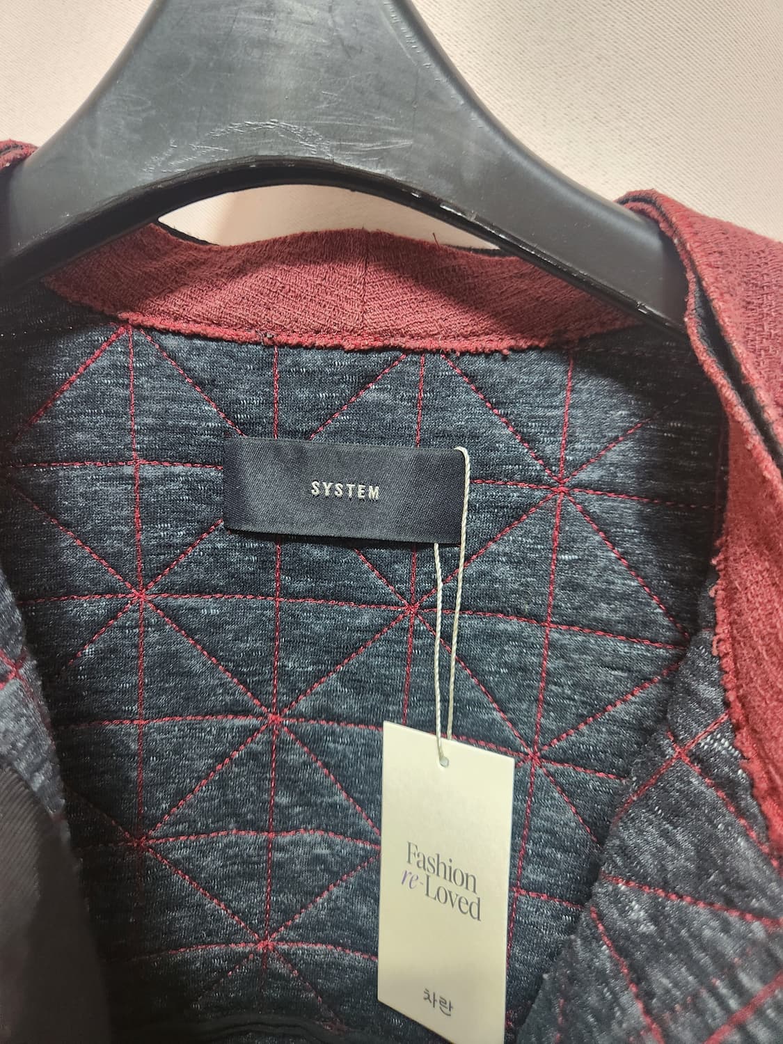 시스템 퀼팅 패턴 자켓 와인 상품이미지4