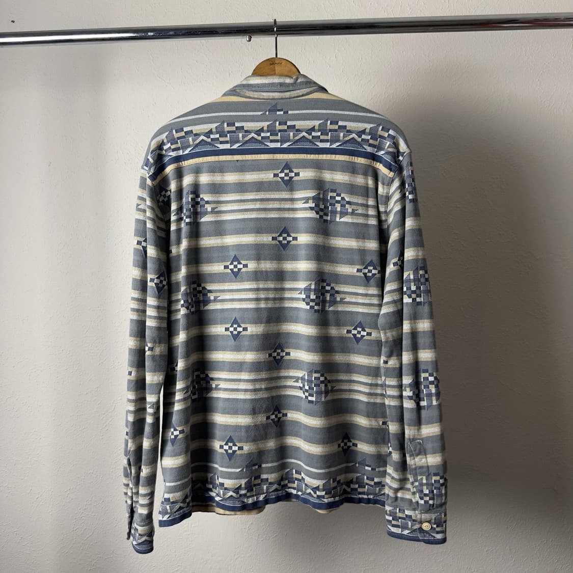 RRL 더블알엘 사우스웨스턴 자카드 니트 저지 캠프 셔츠 블루 상품이미지6