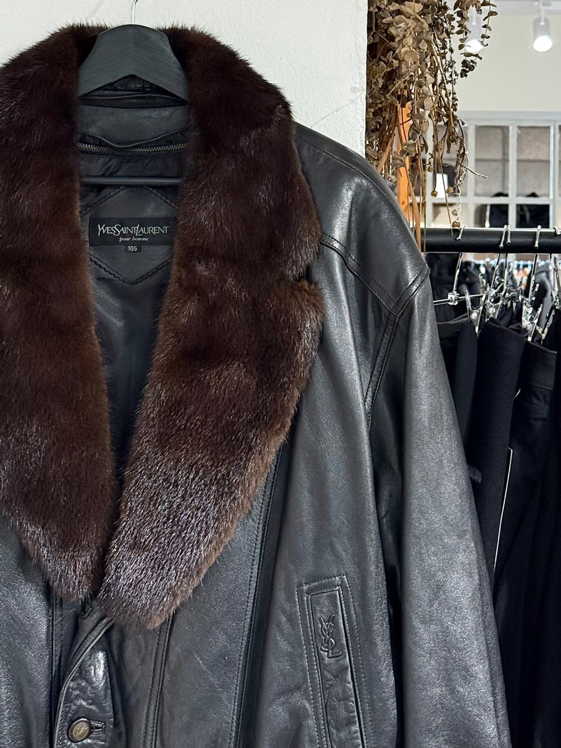 이브생로랑 뿌르 옴므 90s 퍼 카라 레더 자켓 상품이미지3