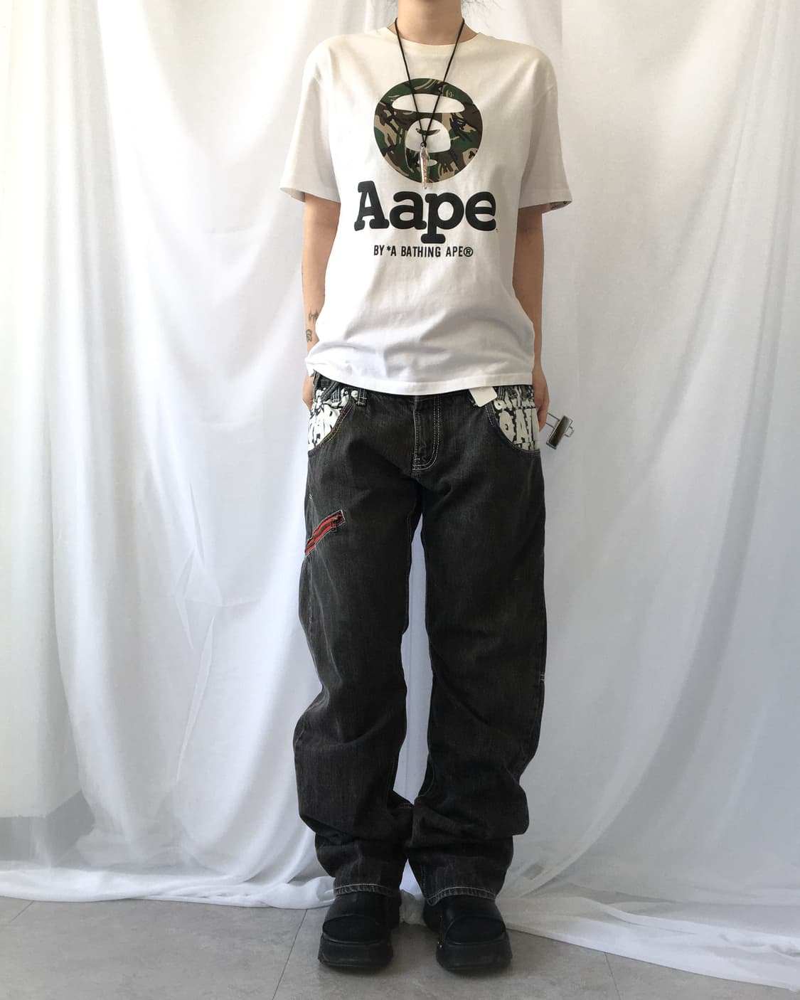 Printing layered denim pants 상품이미지6
