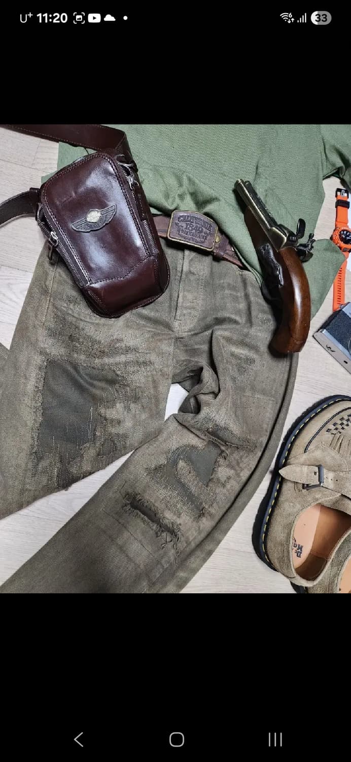 POLO RALPH LAUREN 카키 올리브 데님 팬츠 카모플라주 성조기 상품이미지9