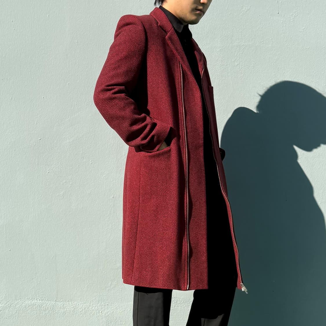 Raf Simons AW99 Burgundy Wool Zip Coat 상품이미지5
