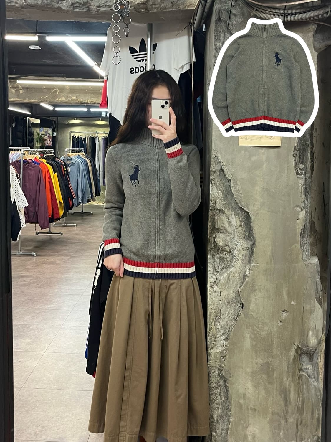 폴로 랄프로렌 빅포니 니트 집업 그레이 키즈 L #csz2170 상품이미지1