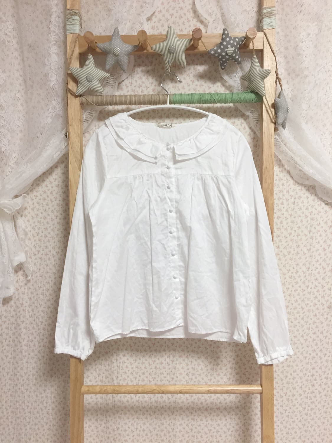 빈티지 모리걸 사만사모스 화이트 카라 블라우스 상품이미지1