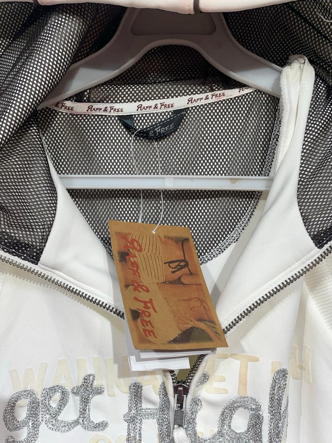 빈티지 y2k 화이트 글리터 펑크 후드 베스트 조끼 S 상품이미지8