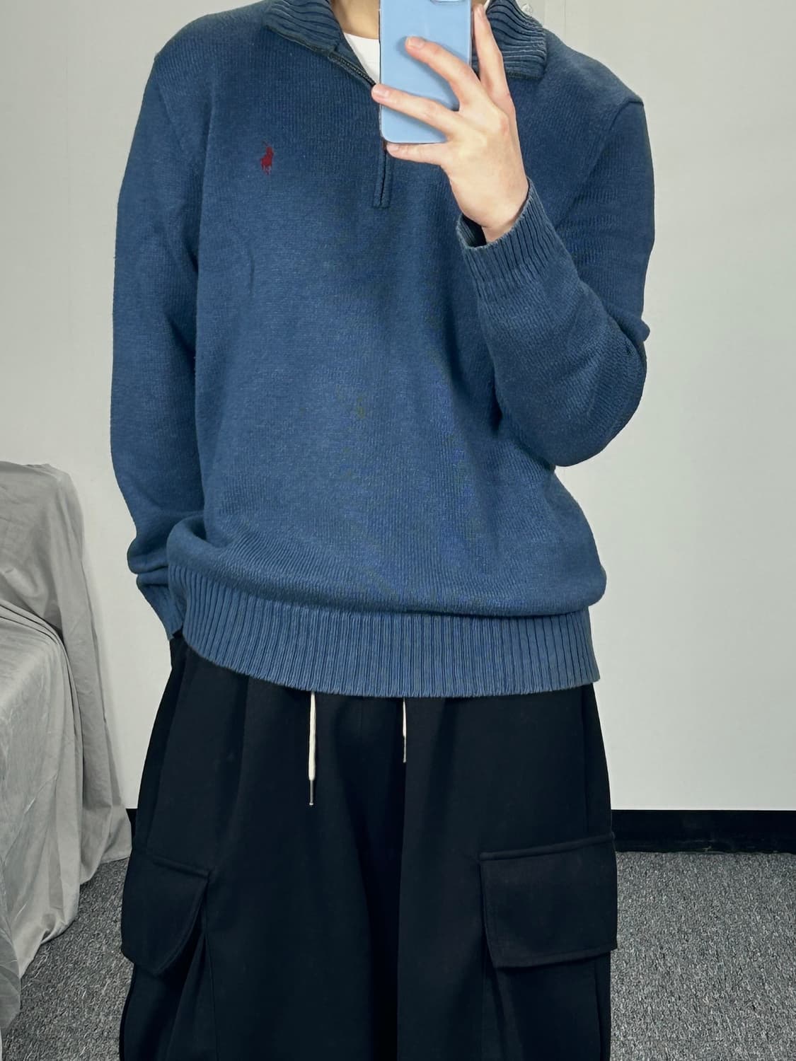 폴로 랄프로렌 버건디 포니 니트 하프집업 M 상품이미지2
