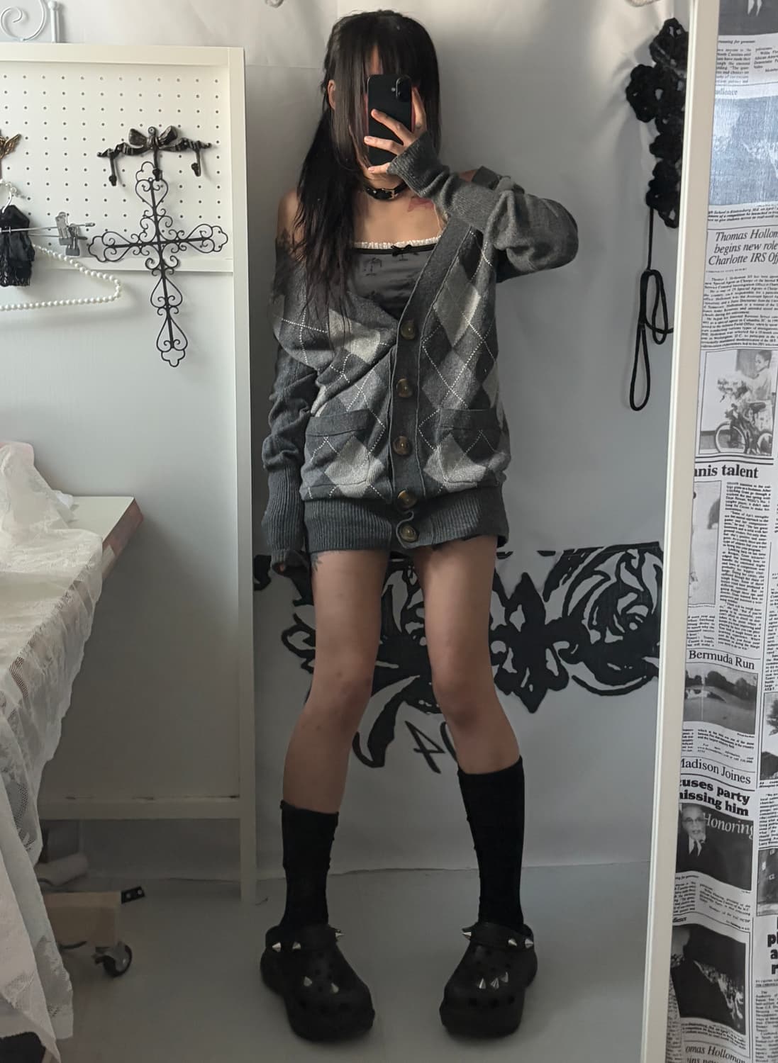 • Abercrombie Gray Argyle Pattern Cardig 상품이미지3