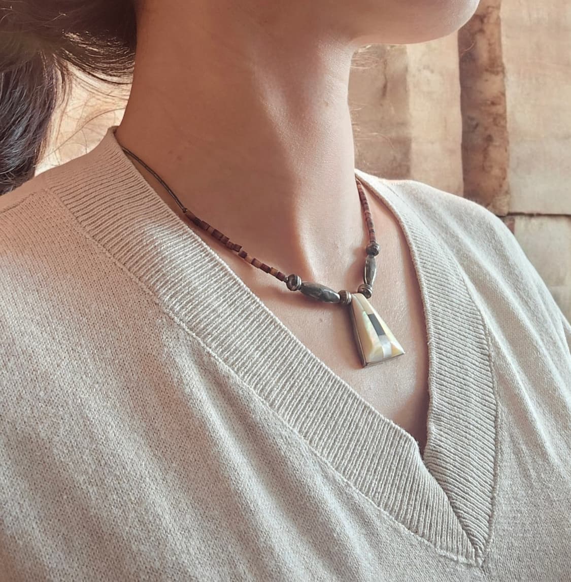 🇺🇸네이티브 아메리칸 실버 자개 은 목걸이 상품이미지3