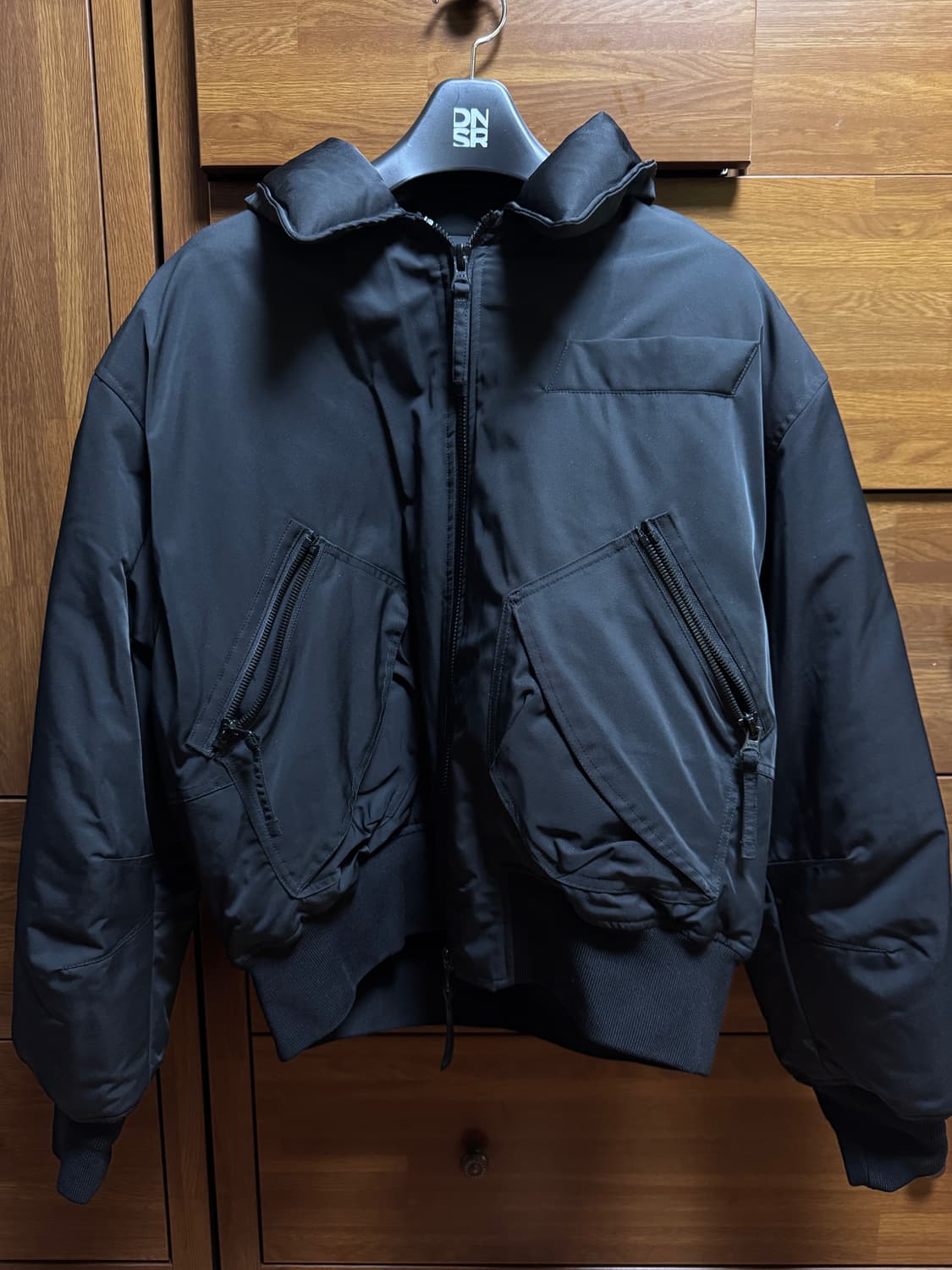 디앤써(DNSR) 플라이트 덕다운 크롭 점퍼 블랙 L사이즈 상품이미지1