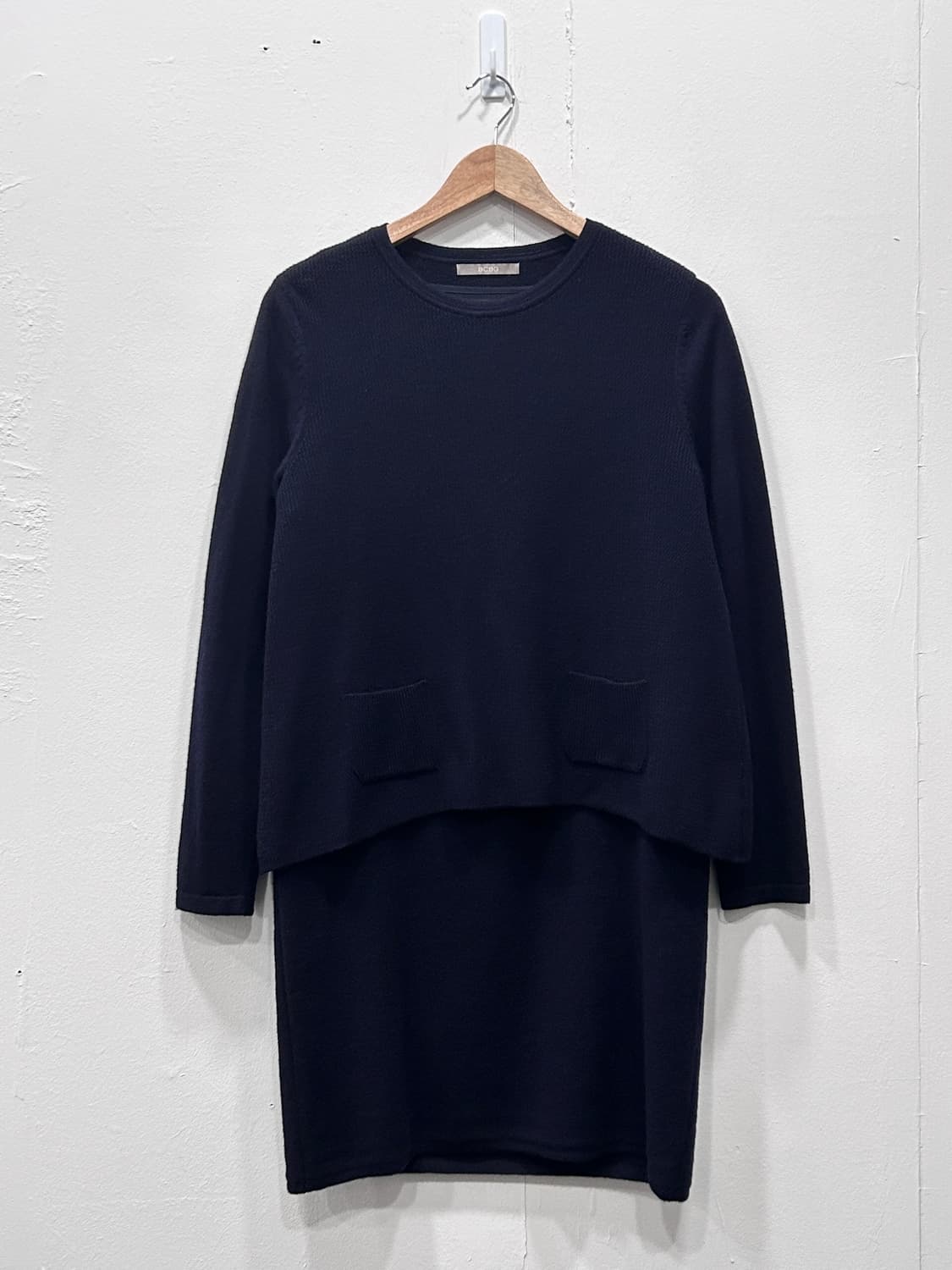 BCBG 울100 니트 원피스 네이비 85사이즈 하객룩 상품이미지2