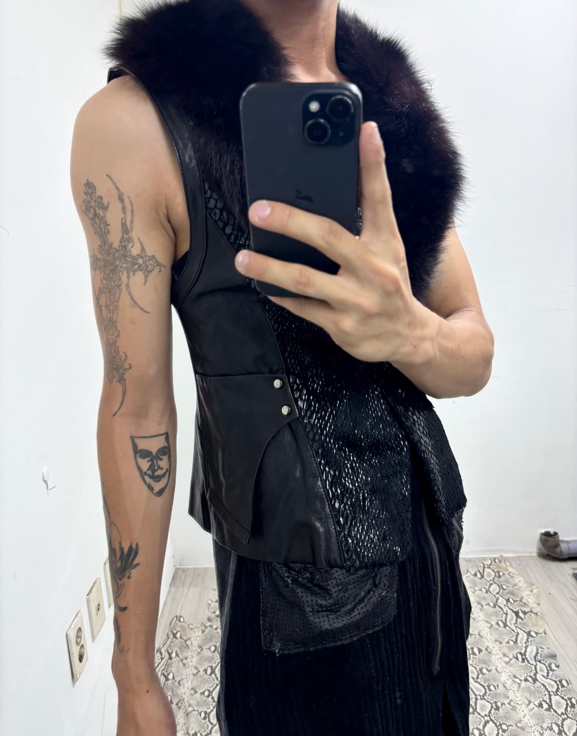 V-Kei Rare Python Design Fur Trimming Sh 상품이미지10