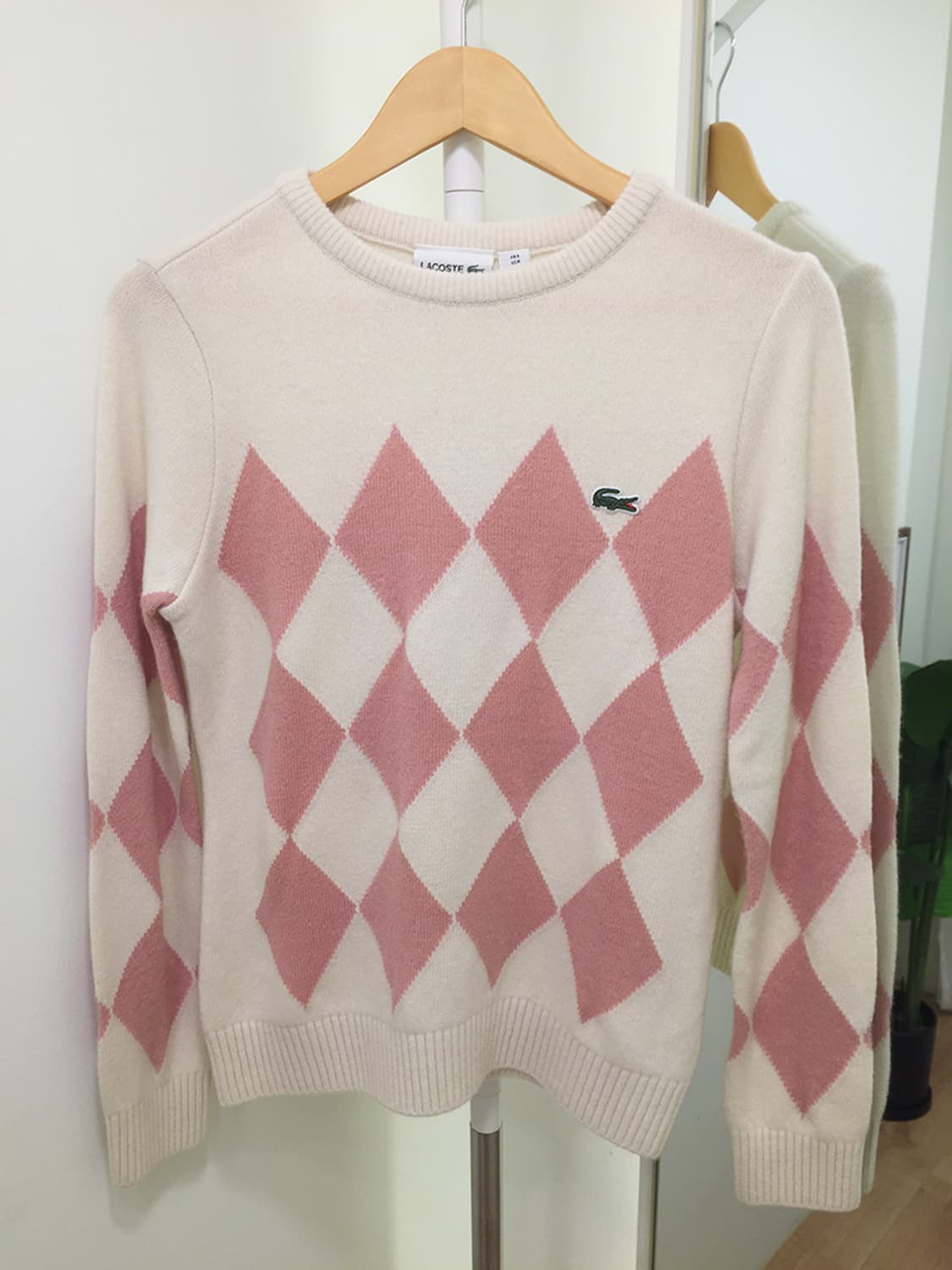 여성 라코스테 아가일패턴 라운드니트 95 상품이미지2