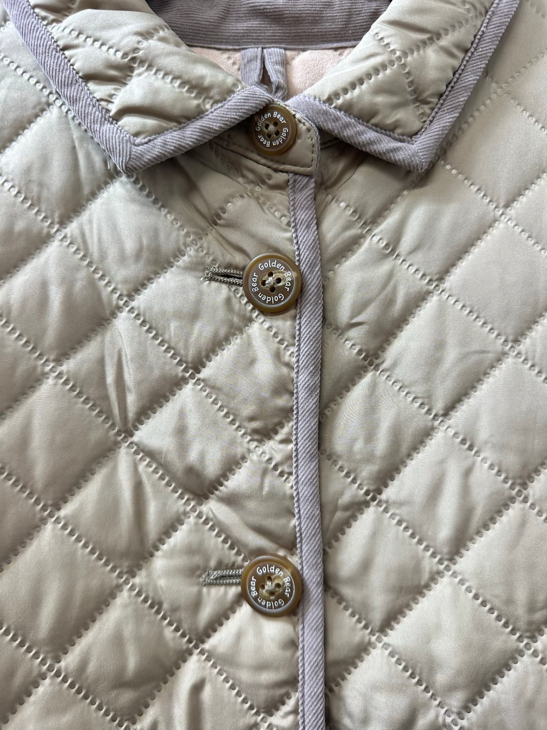 일본빈티지 골든베어 Golden Bear 베이지 안감 스웨이드퀼팅 자켓 상품이미지2