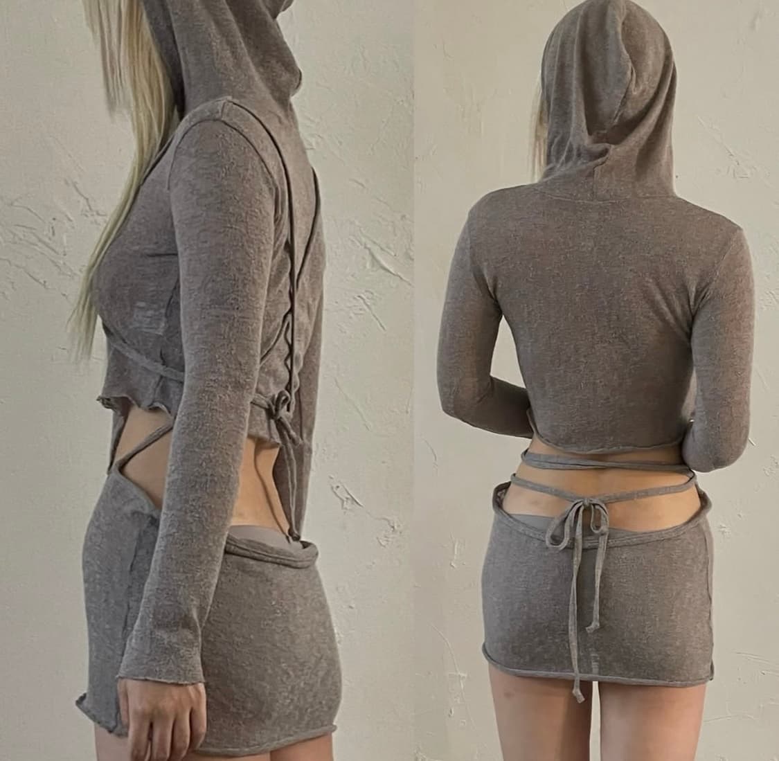 Weak generation hooded cut-out dress  상품이미지4