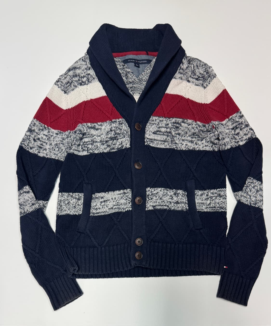 타미힐피거 숄카라 코튼 니트 가디건 상품이미지1