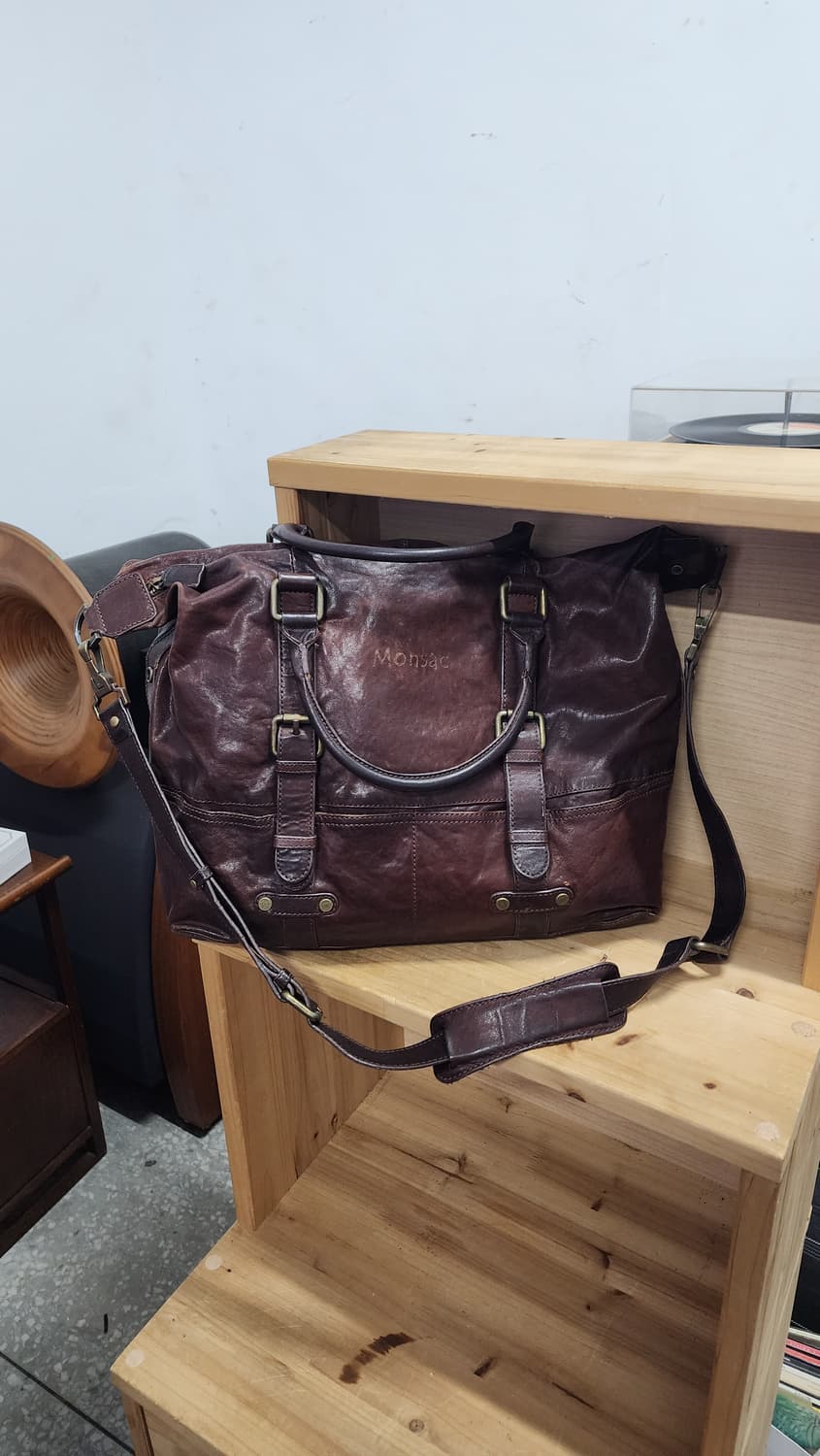 몽삭(Monsac) 가죽 토트백 겸 숄더백 브라운 상품이미지1