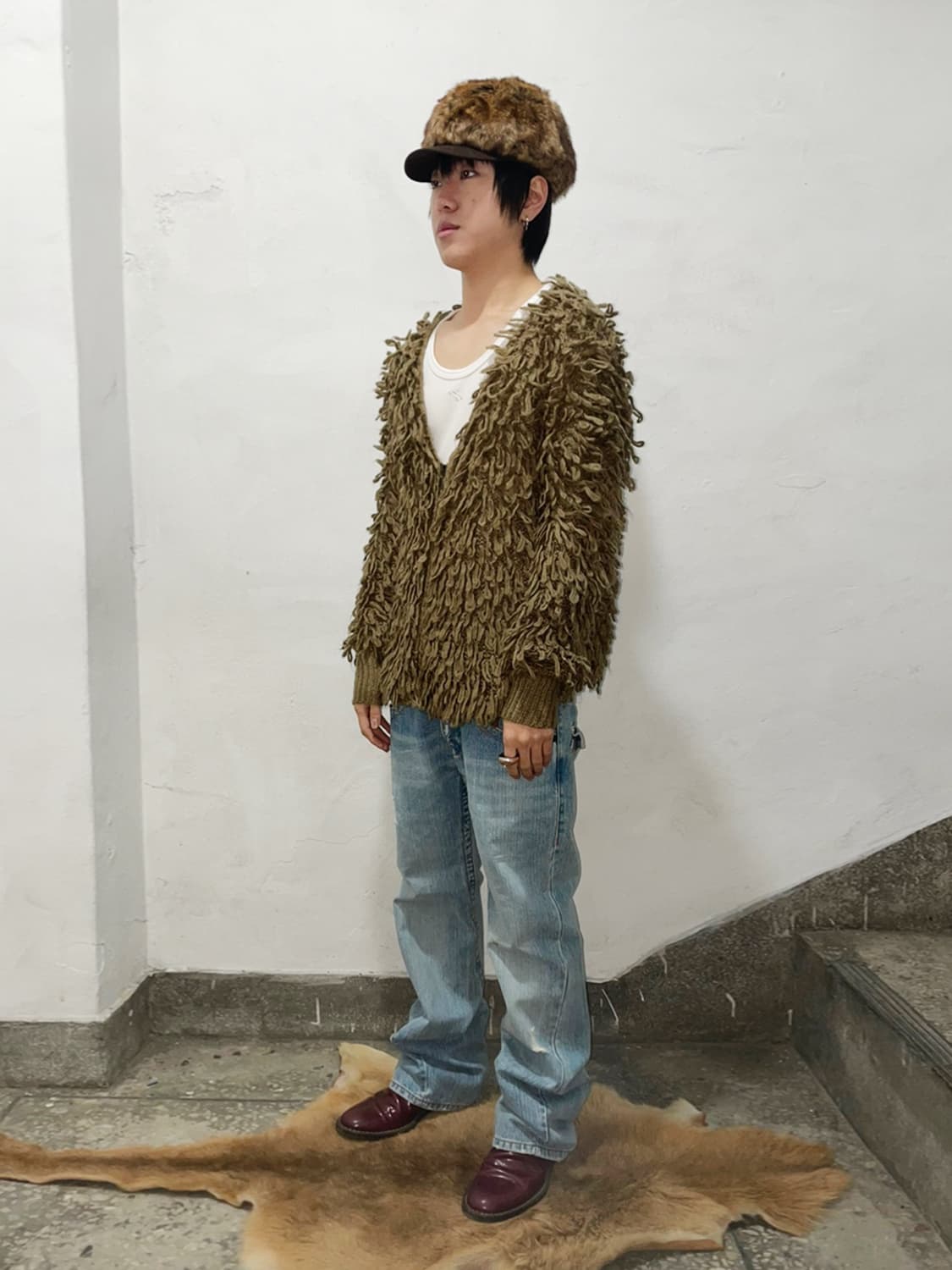 Dark brown fur Cardigan 상품이미지8