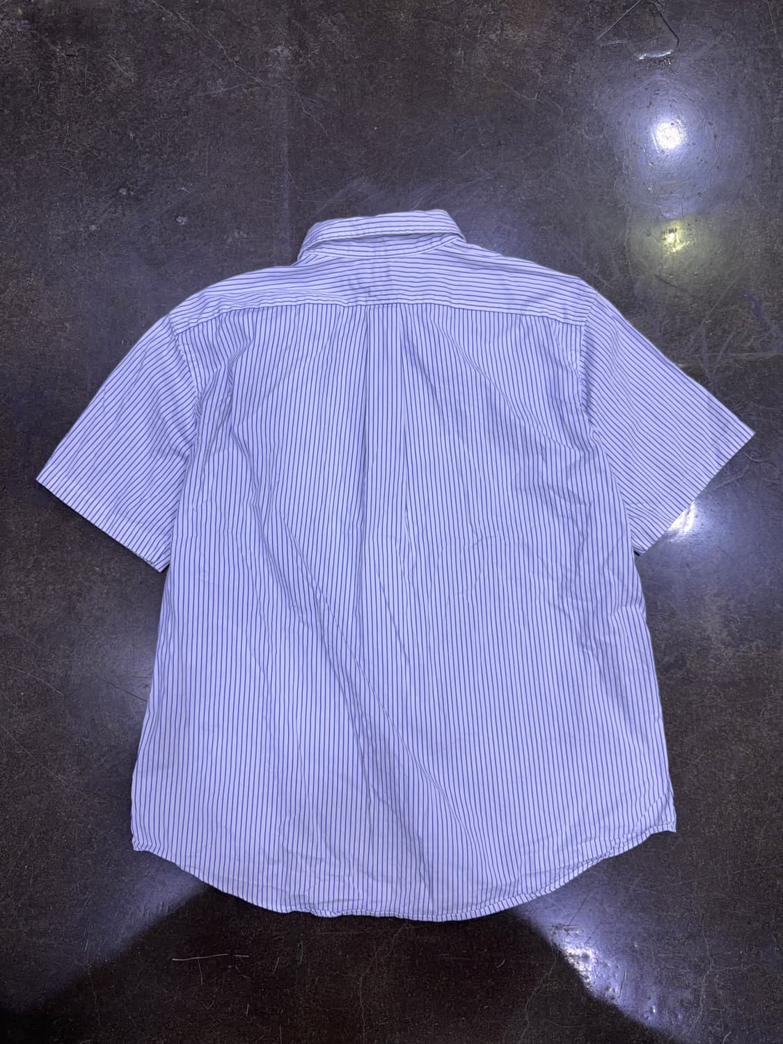 폴로 랄프로렌 스트라이프 반팔 셔츠 커스텀핏 화이트 블루 XXL 상품이미지2