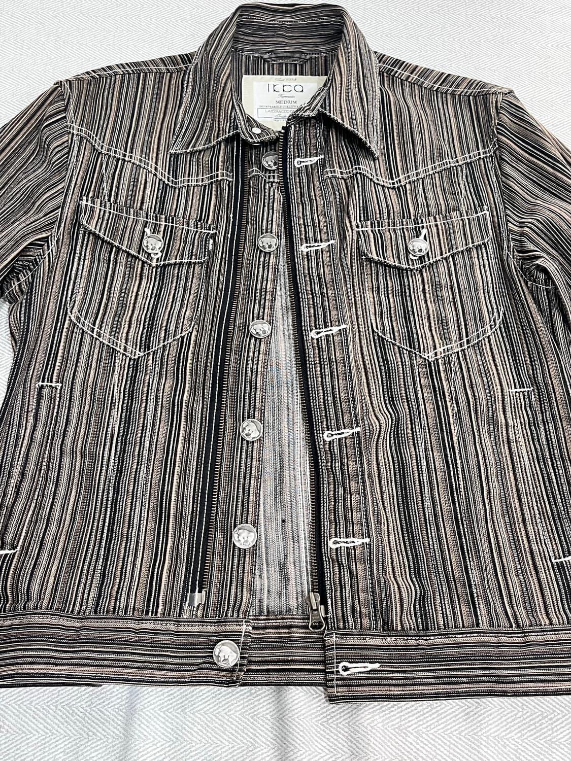 Japan 이카 Ikka 스트라이프 트러커 데님자켓 M 상품이미지10