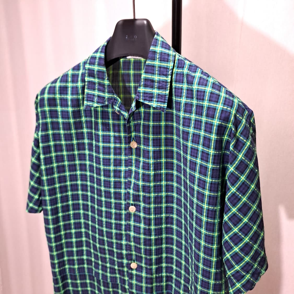 (택포) 타임옴므 21ss 루즈핏 시어서커 체크 셔츠 100 B764 상품이미지2