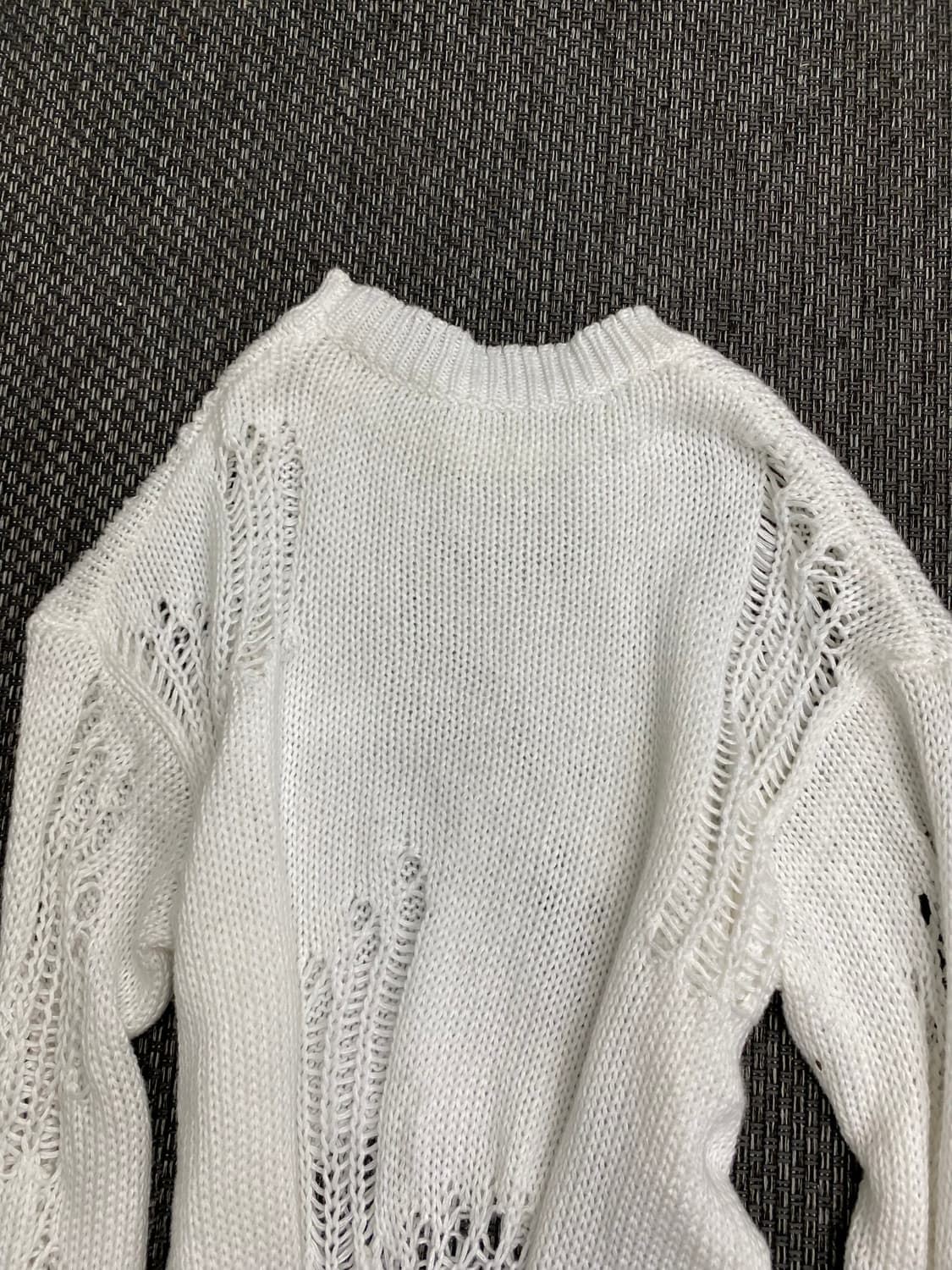 Y2K Grunge Damaged White Knit Sleeve 상품이미지3