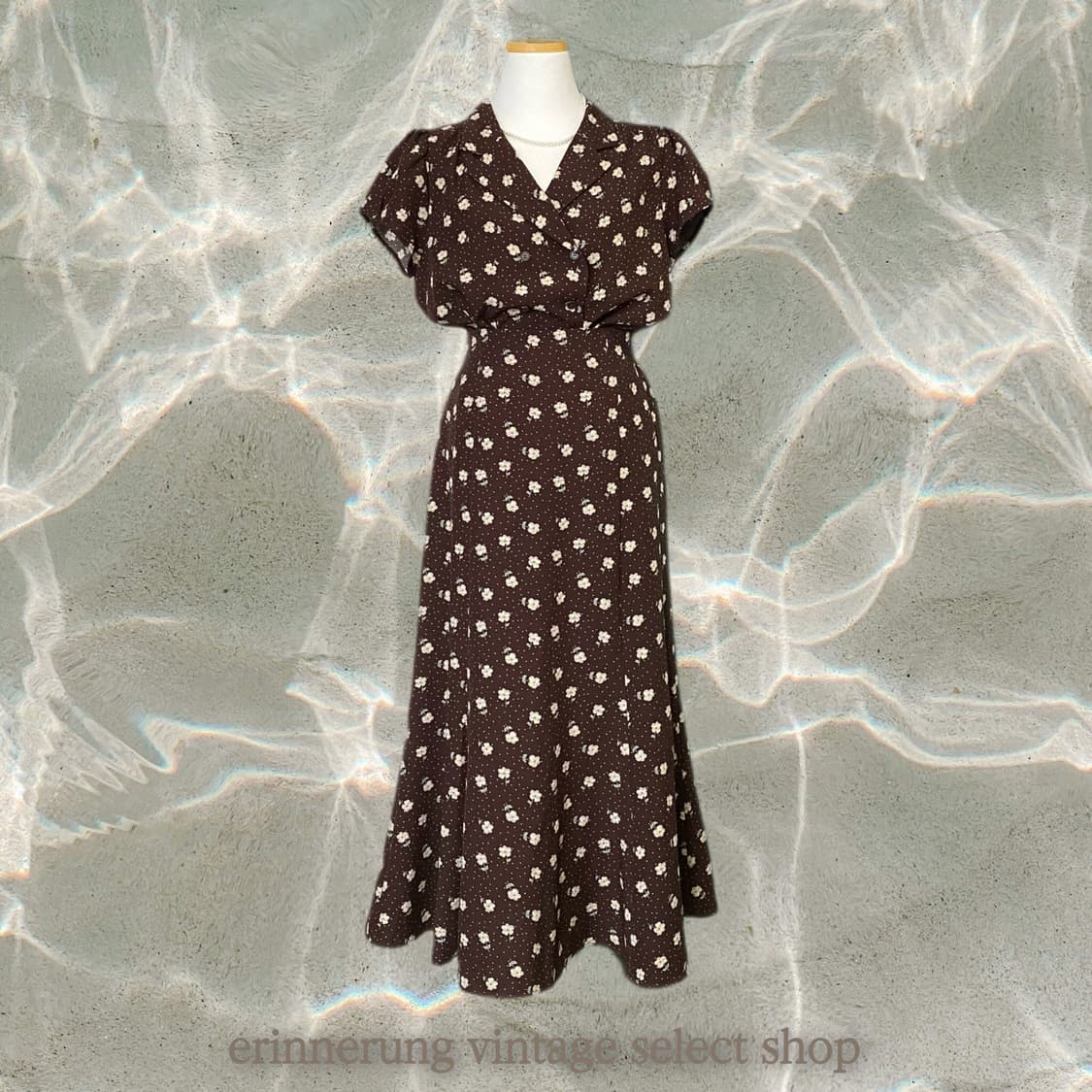 플라워 카라 반팔자켓 머메이드 스커트 세트 상품이미지1