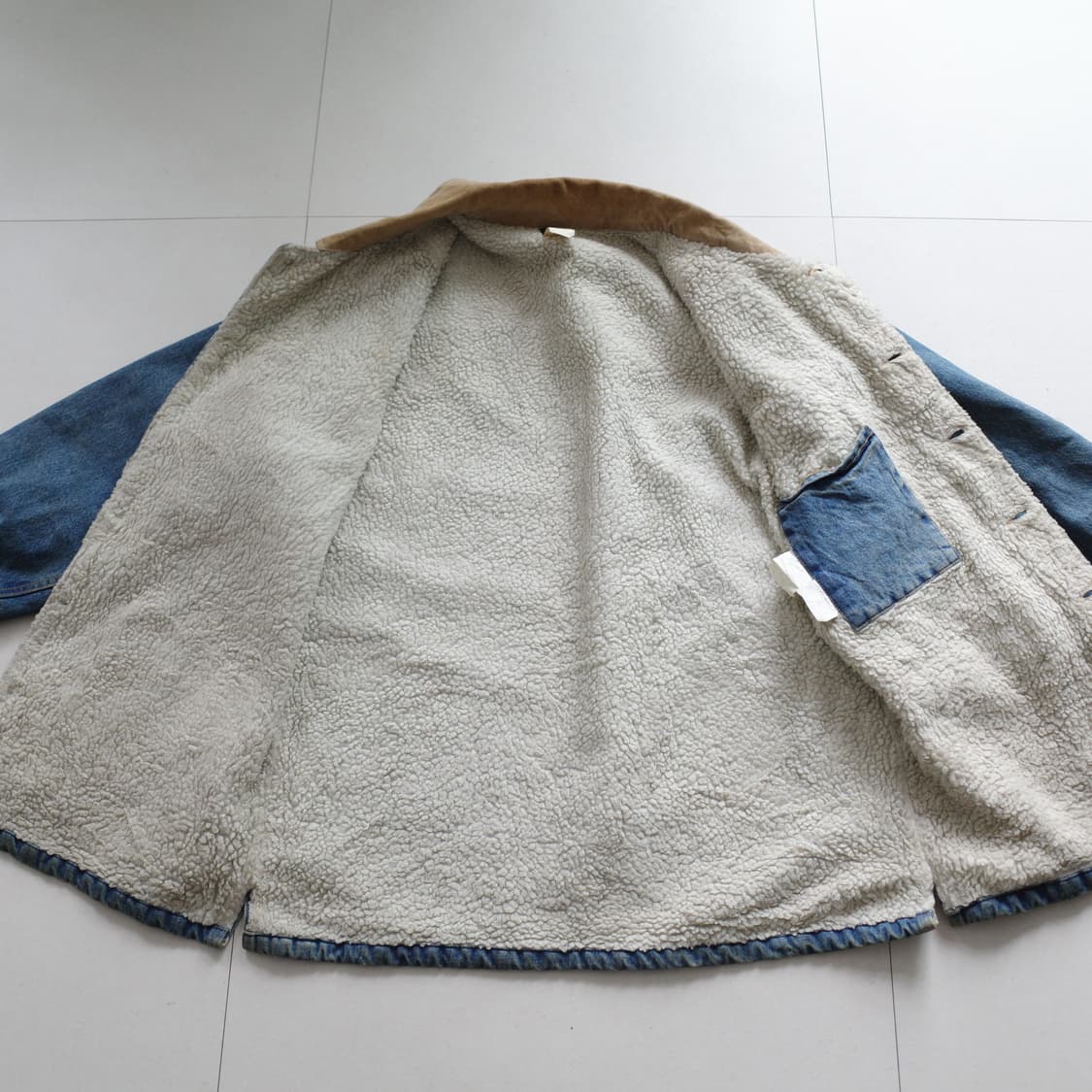 80s Lee 리 라이더 쉐르파 코듀로이 카라 렌치 데님자켓 M 상품이미지5