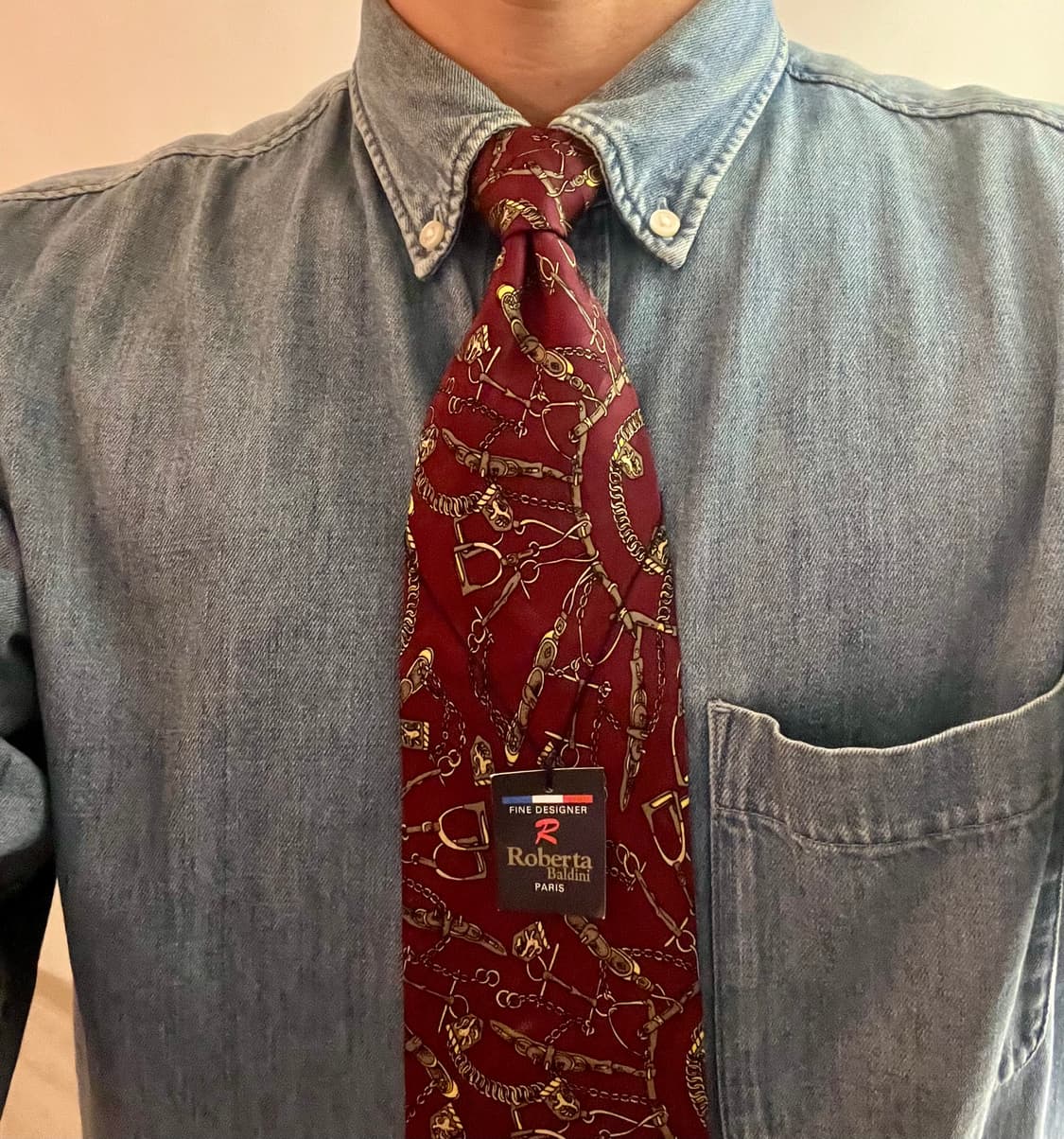 [새상품급] 로베르타 발디니 파리 - 클래식 100% 실크 넥타이 (와인 상품이미지1