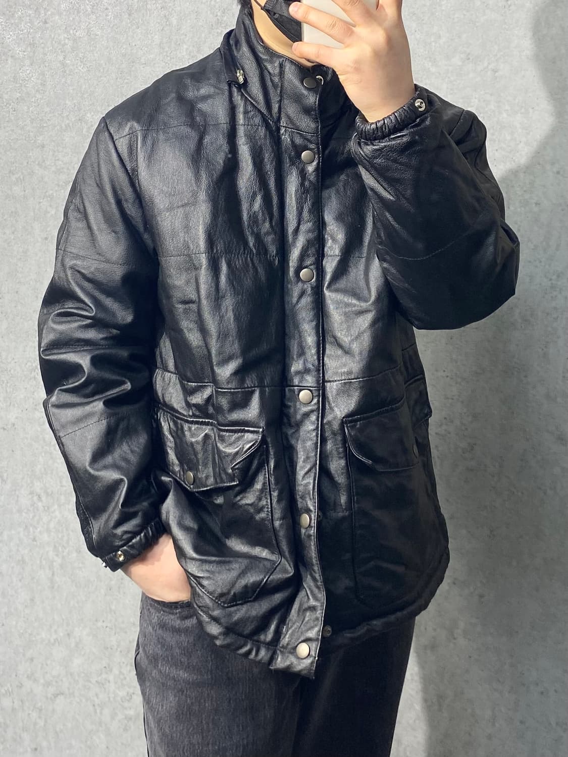 [M] HILL CROP 힐 크롭 블랙 레더 자켓 상품이미지10