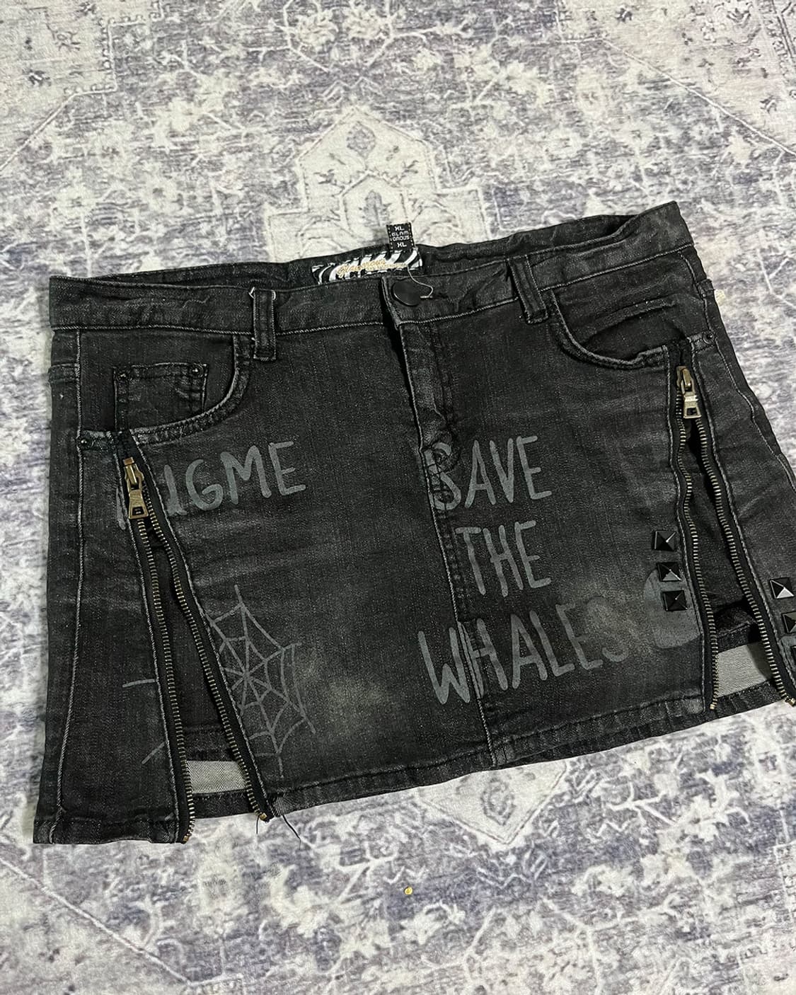 Dark Grunge Zip-Up Denim Mini Skirt 상품이미지2