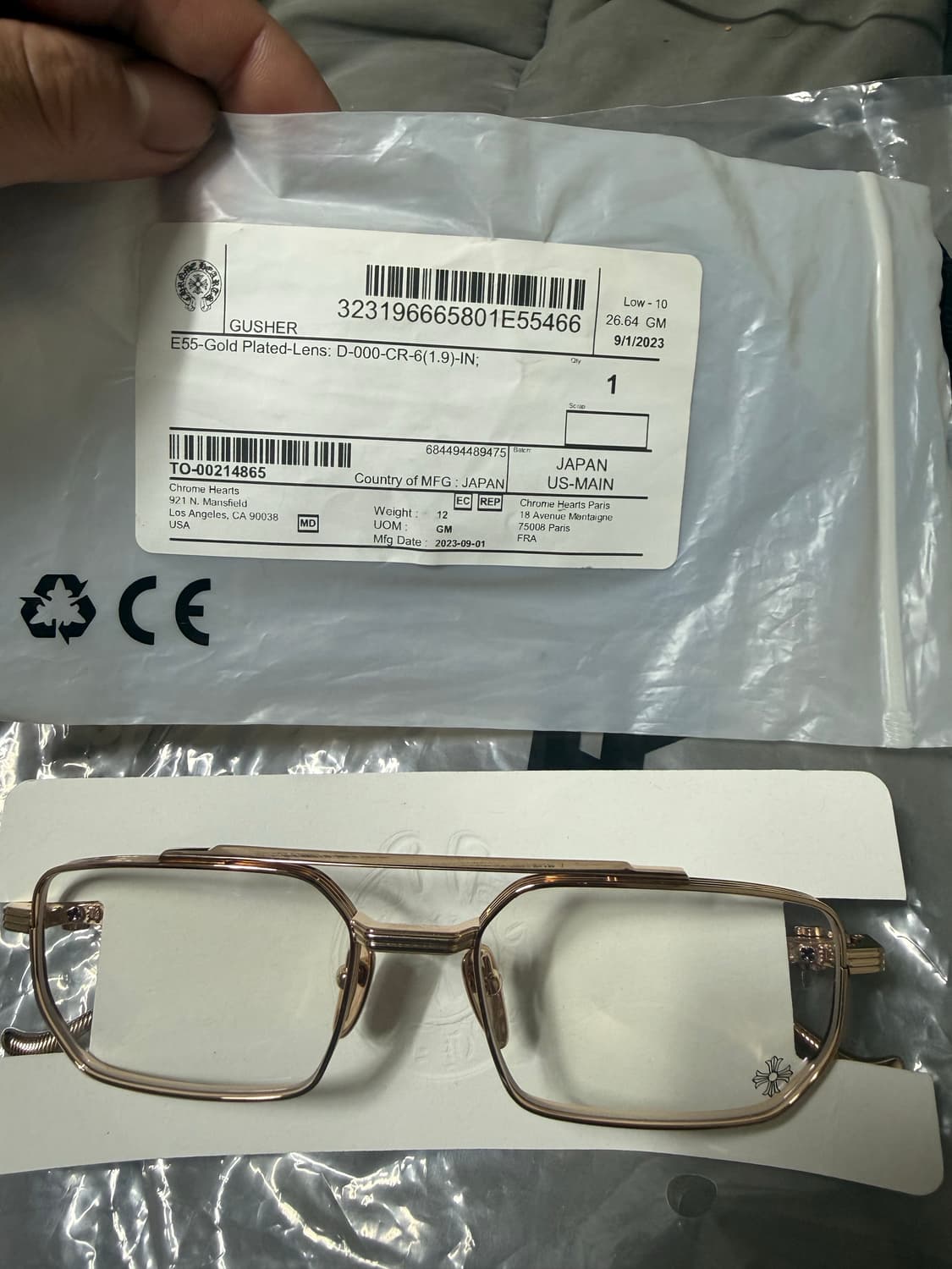 (새상품) 크롬하츠 안경 거셔 골드 상품이미지3