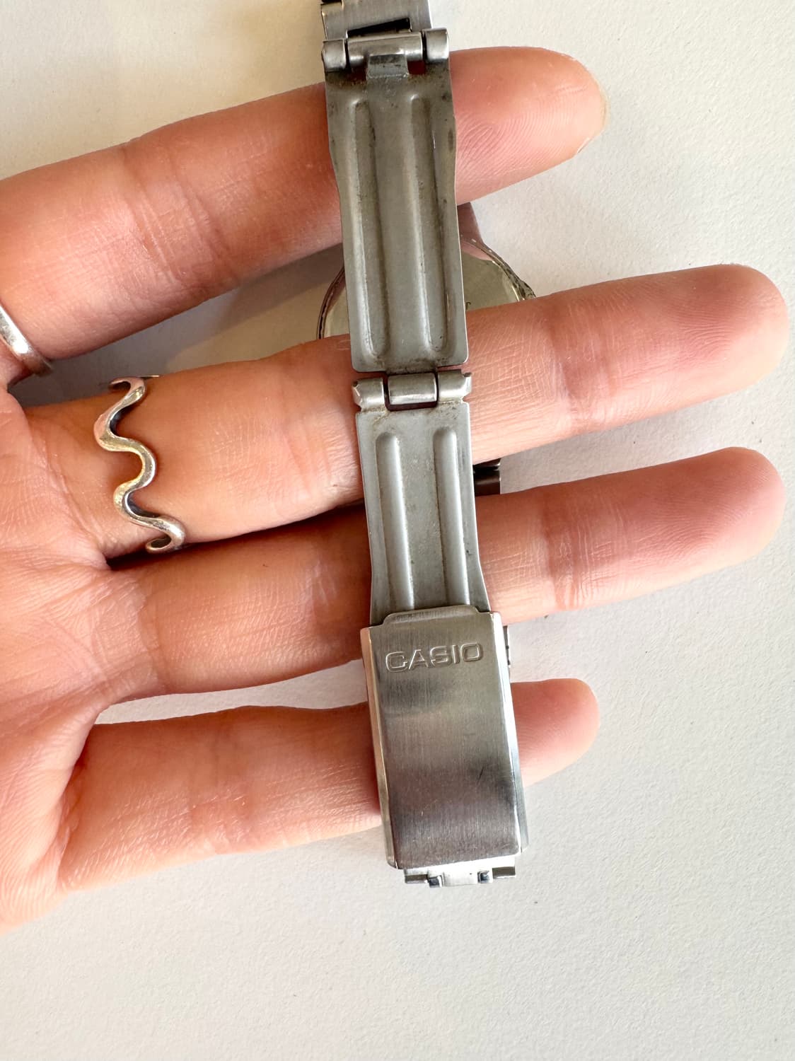 [빈티지] 카시오 핑크 선레이 다이얼 실버 메탈 시계 상품이미지8