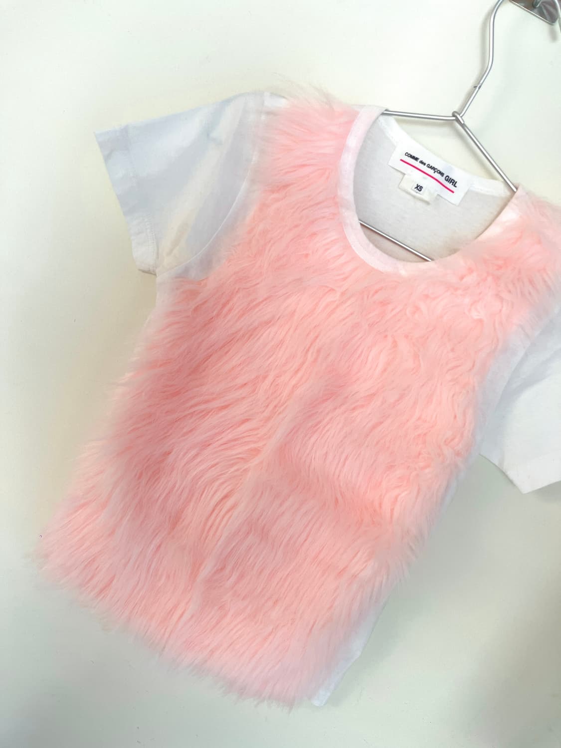 2018 꼼데가르송 걸 핑크 퍼 반팔 티셔츠 상품이미지4