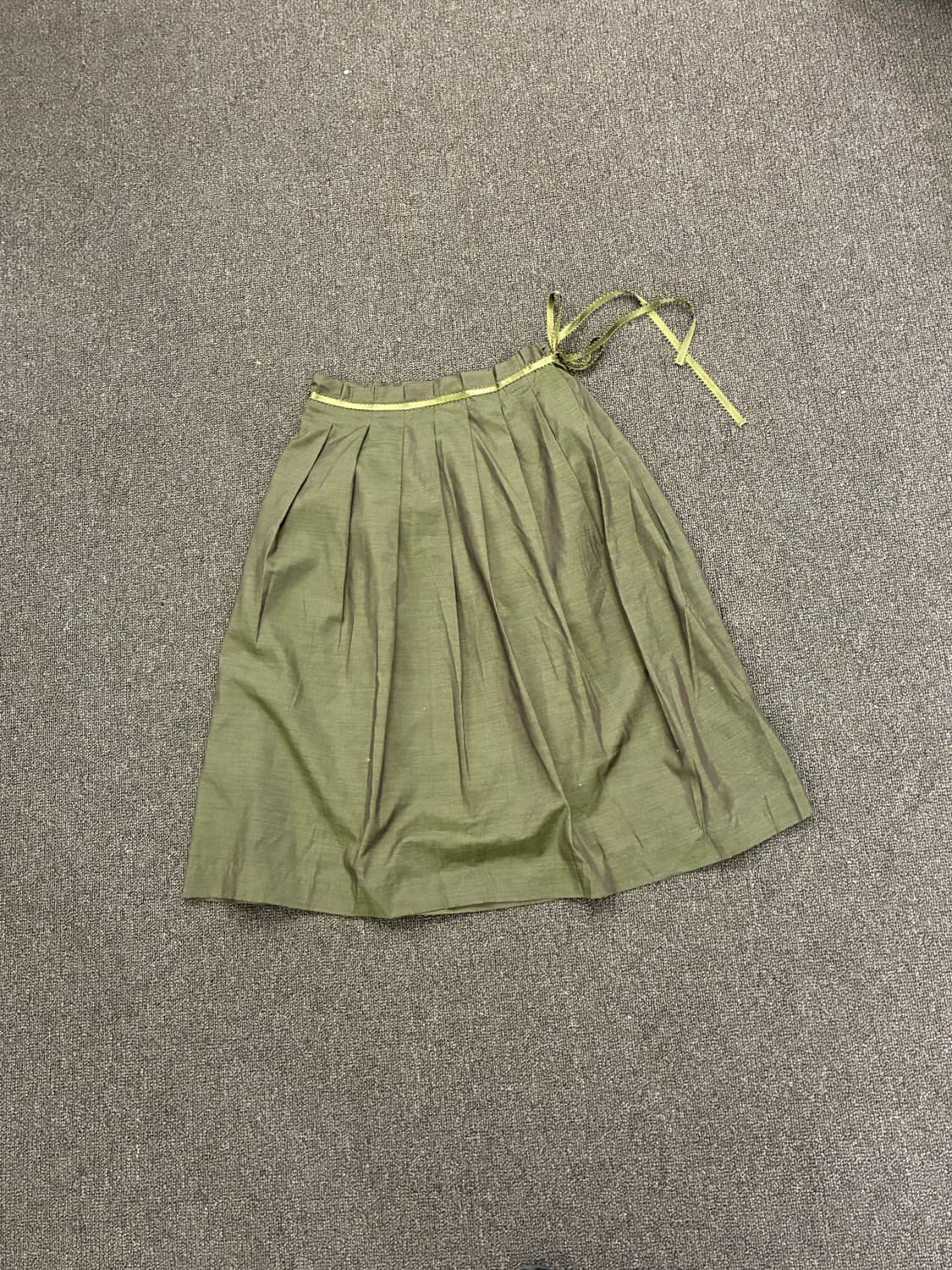 S)Japanese vintage 여성 리본 디테일 플리츠 미디 스커트 상품이미지3