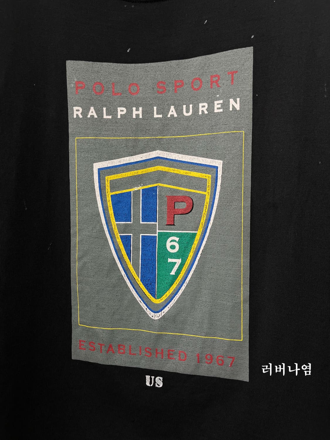 90's 폴로 스포츠 쉴드와펜 러버나염 슬리브리스 티셔츠 상품이미지3