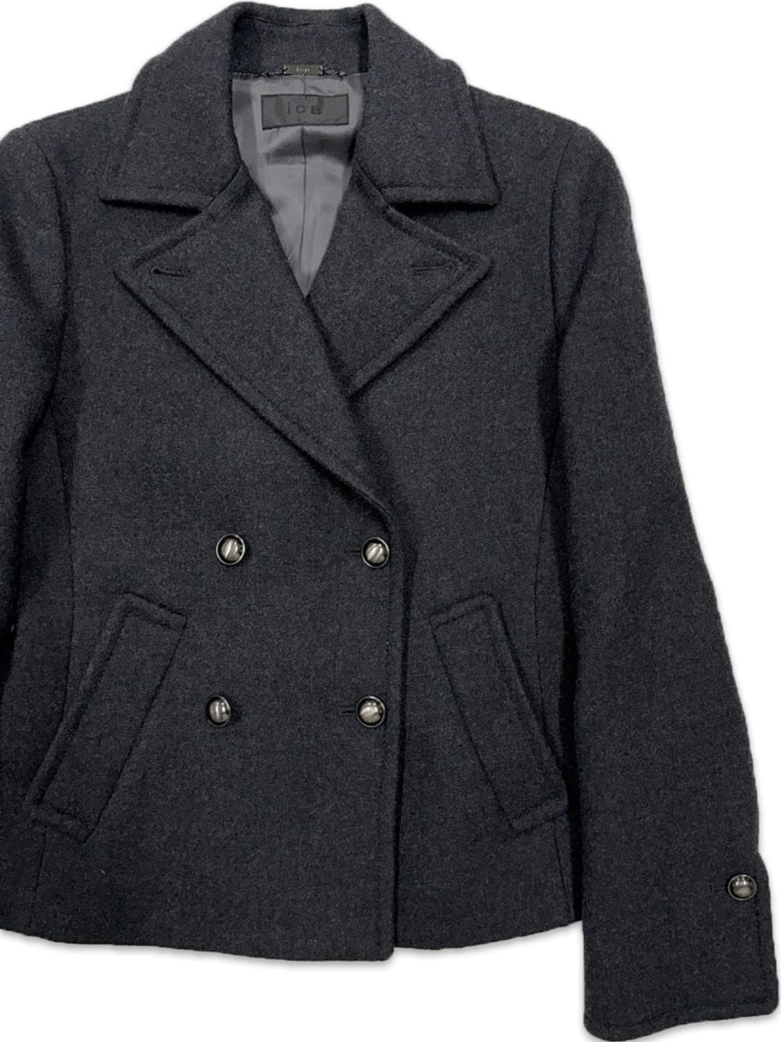 빈티지 iCB 그레이 슬림핏 울 숏 더블 코트 상품이미지2