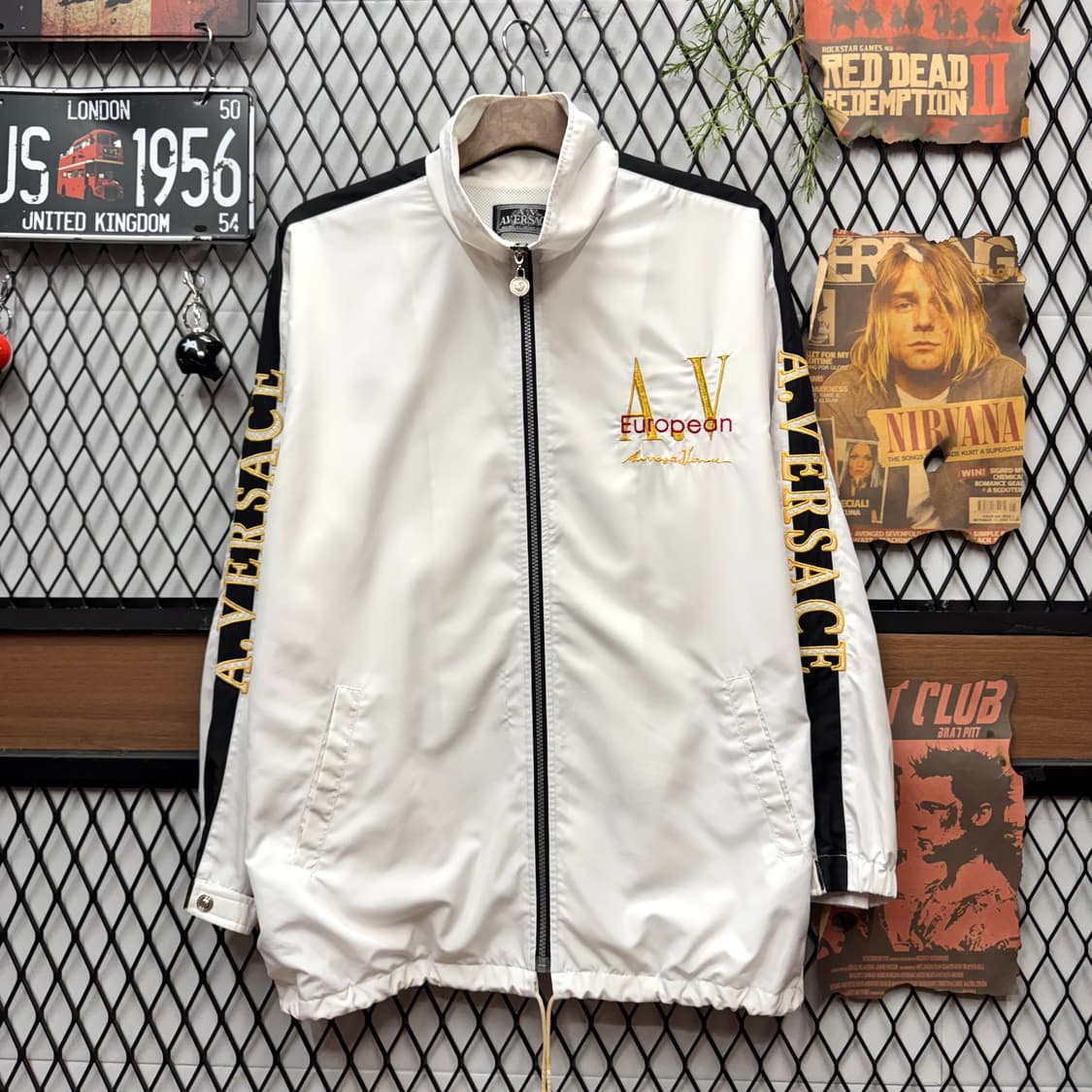 90s 알프레도 베르사체 바람막이 후면 메두사 로고 포인트 화이트 상품이미지1