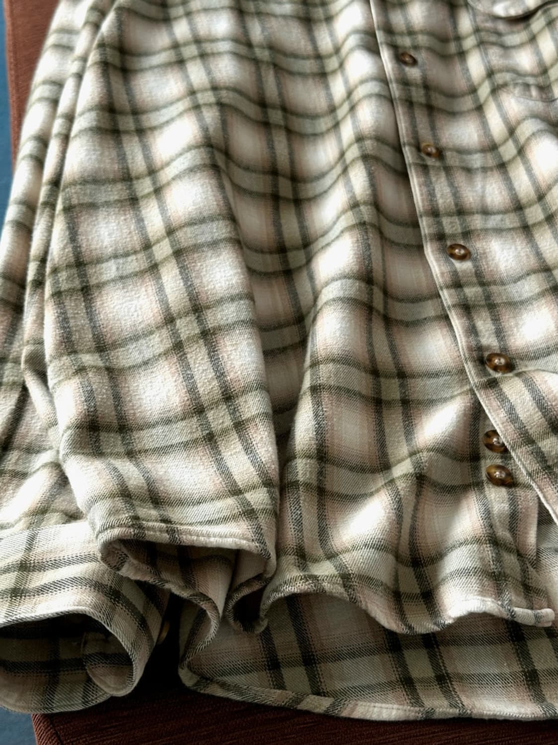 Cotton woven nel check wide shirt 상품이미지3