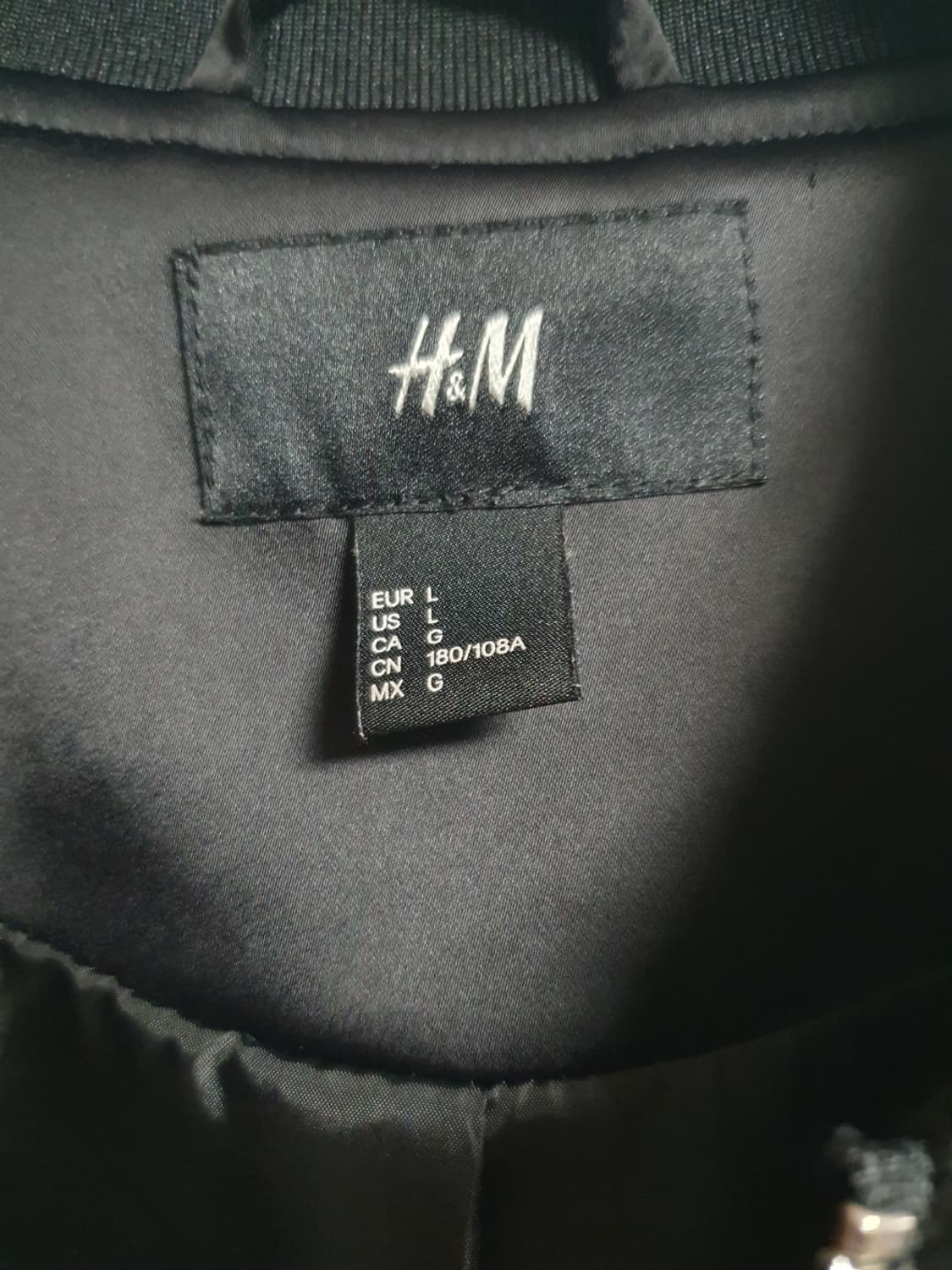 🖤✨ H&M 백자수 새틴 봄버 블랙 L 상품이미지7