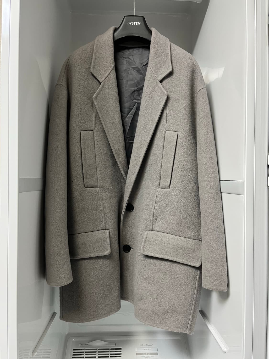 시스템옴므 그레이 캐시미어 핸드메이드 하프 코트 105사이즈 상품이미지1