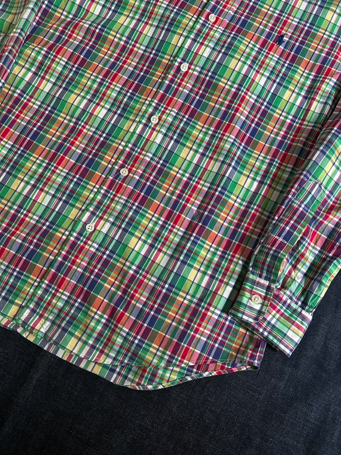 폴로랄프로렌 커스텀핏 마드라스 체크 셔츠 Made in India 상품이미지5