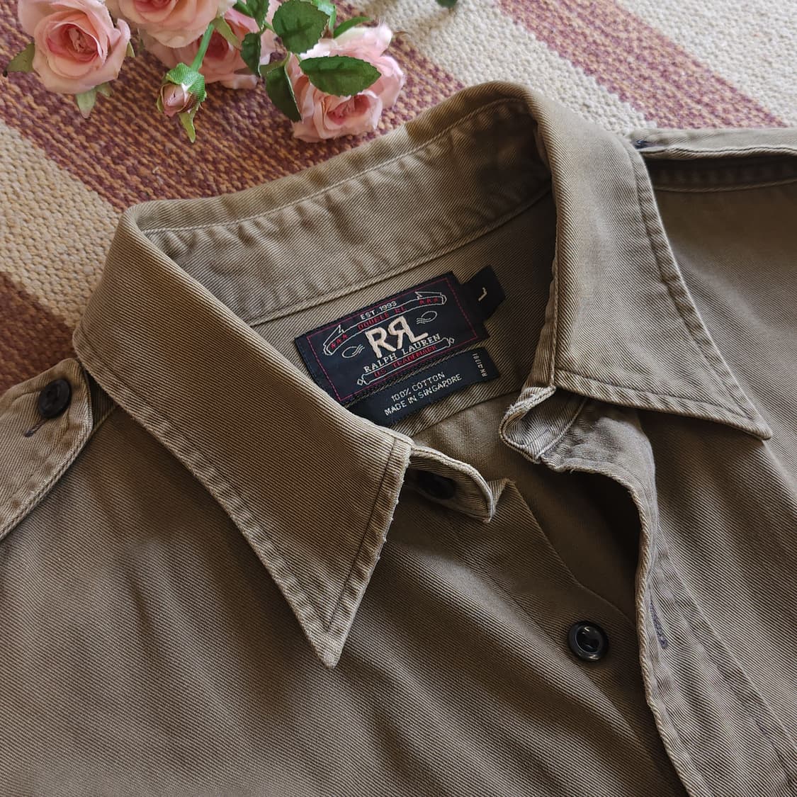 90s 더블알엘 밀리터리 셔츠 헤비코튼 워크셔츠 폴로 L 상품이미지9