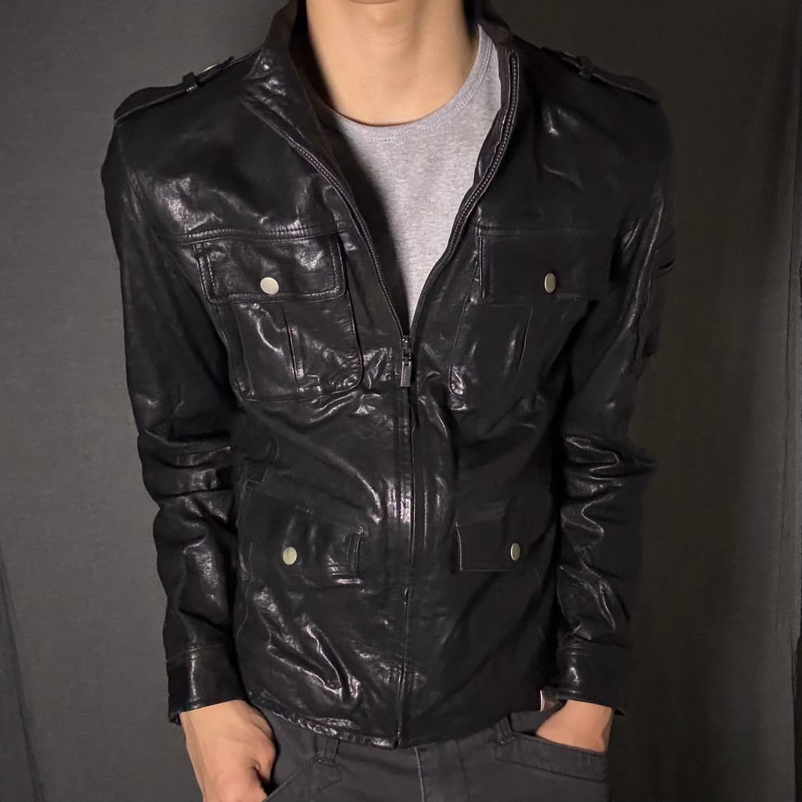 포켓 디테일 양가죽 자켓 상품이미지4