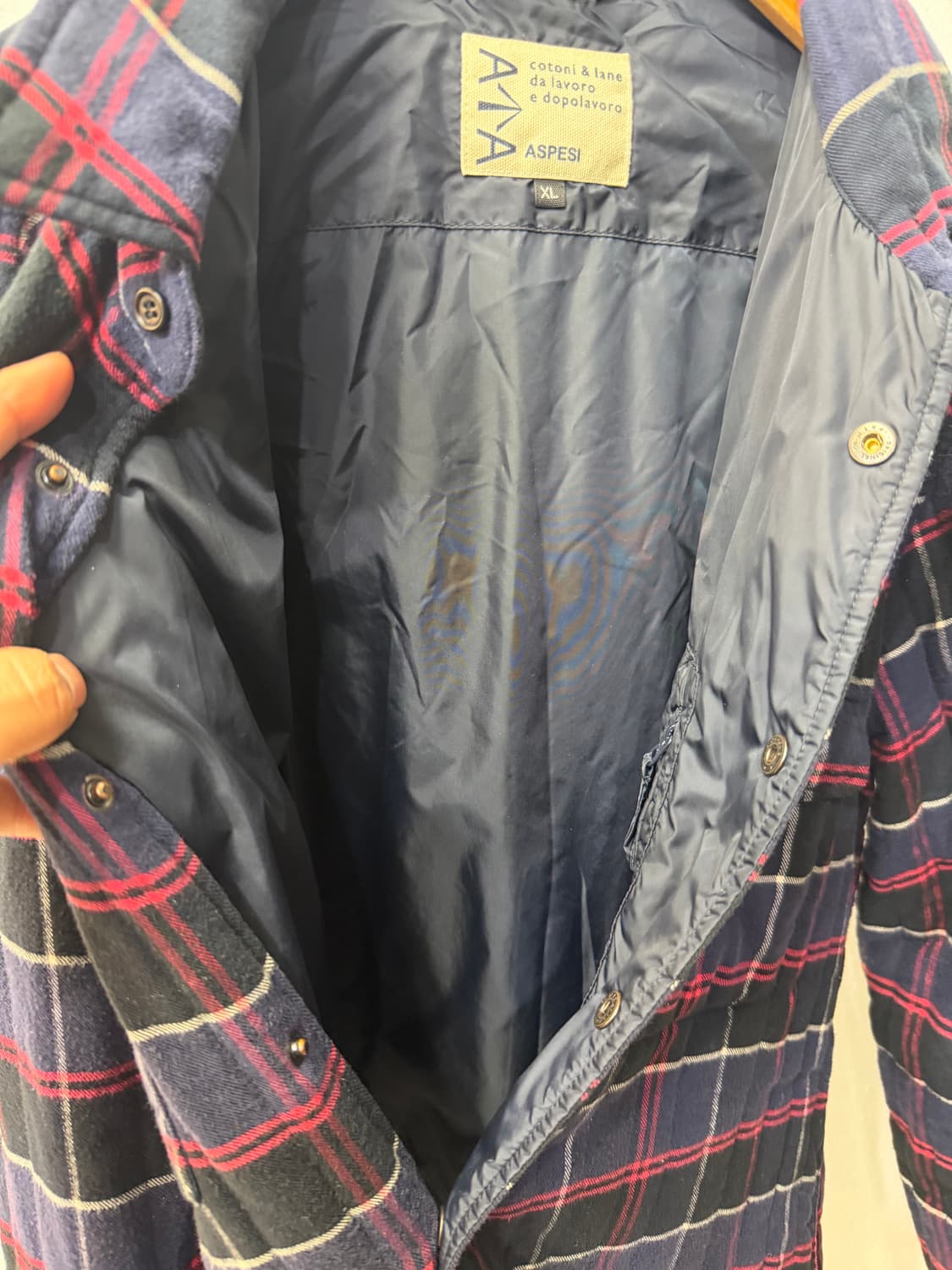 정품) ASPESI 아스페시 남성 체크 퀼팅 셔츠형 자켓 XL  상품이미지5