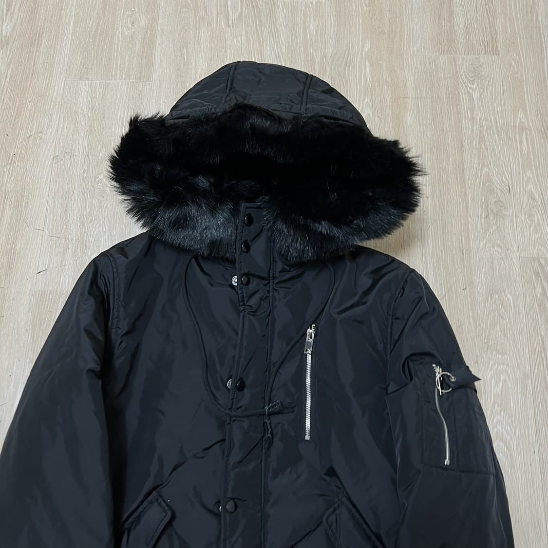 남성 밀리터리 퍼후드 덕다운 야상 패딩 L/100  상품이미지2